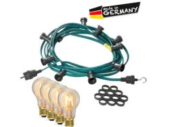 Satisfire Illu- Partylichterkette 50m Biergarten Terrasse Außen 50x LED Filament Glühbirne