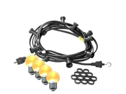 Satisfire Illu- Partylichterkette 30m Schwarz Terrasse Garten 50 Ultra-Warmweiße LED Kugeln