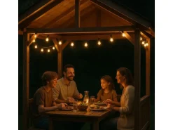 Satisfire Illu- Partylichterkette 30m Schwarz Terrasse Garten 50 Ultra-Warmweiße LED Kugeln