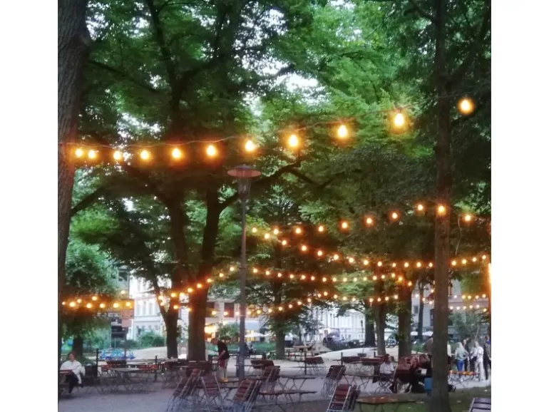 Satisfire Illu- Partylichterkette 20m Schwarz Terrasse Garten 30 Ultra-Warmweiße LED Kugeln