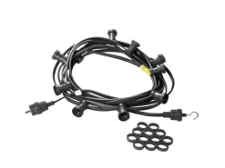 Satisfire Illu- Partylichterkette 20m Schwarz Biergarten 30xE27 LED Kugellampen Kaltweiß