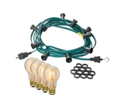 Satisfire Illu- Partylichterkette 40m Biergarten Terrasse Außen 60x LED Filament Glühbirne