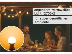 Satisfire Illu Partylichterkette 10m Weiß Außen Biergarten 20xE27 LED Kugellampen Warmweiß