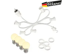 Satisfire Illu Partylichterkette 30m Weiß Außen Biergarten 50xE27 LED Kugellampen Warmweiß