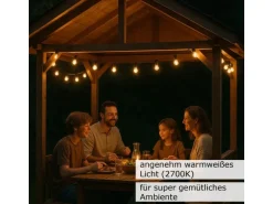 Satisfire Illu Partylichterkette 30m Weiß Außen Biergarten 50xE27 LED Kugellampen Warmweiß