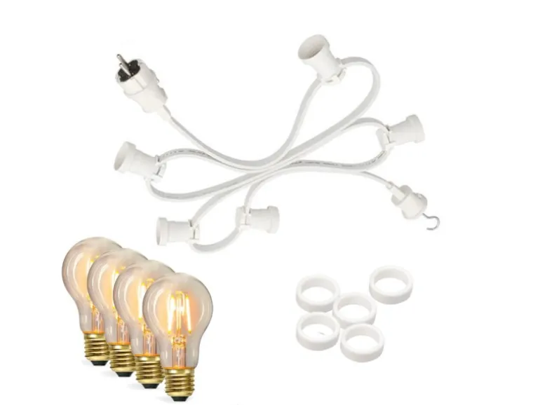 Satisfire Illu- Partylichterkette 40m Weiß Außen Terrasse Garten 40 Dimmbare Filament LED