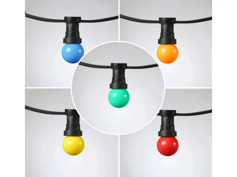 Satisfire Illu- Partylichterkette 10m Schwarz Außen Biergarten 30 Bunte LED Kugellampen