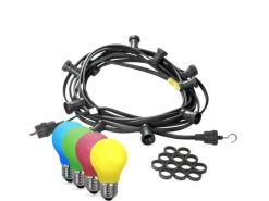 Satisfire Illu- Partylichterkette 30m Schwarz Außen Biergarten 50 Bunte LED Tropfenlampen