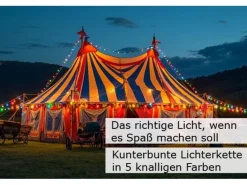 Satisfire Illu- Partylichterkette 30m Schwarz Außen Biergarten 50 Bunte LED Tropfenlampen