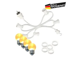 Satisfire Illu- Partylichterkette 30m Weiß Für Außen Garten 30 Ultra-Warmweiße LED Kugeln