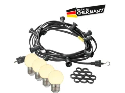 Satisfire Illu- Partylichterkette 20m Außen Biergarten 40 Warmweiße E27 LED Kugellampen