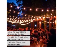 Satisfire Illu Partylichterkette 10m Weiß Außen Biergarten 30xE27 LED Kugellampen Warmweiß
