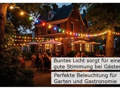 Satisfire Illu- Partylichterkette 5m Grün Außen Biergarten 10 Bunte LED Tropfenlampen
