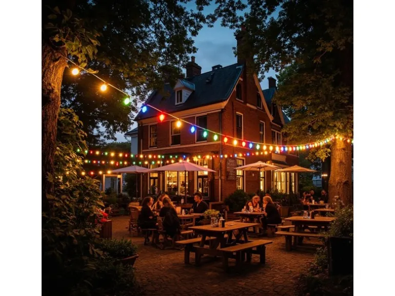Satisfire Illu- Partylichterkette 30m Schwarz Außen Biergarten 30 Bunte LED Kugellampen