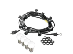 Satisfire Illu- Partylichterkette 20m Schwarz Biergarten 40xE27 LED Kugellampen Kaltweiß