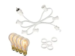 Satisfire Illu- Partylichterkette 20m Weiß Außen Terrasse Garten 20 Dimmbare Filament LED