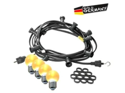 Satisfire Illu- Partylichterkette 20m Schwarz Terrasse Garten 20 Ultra-Warmweiße LED Kugeln