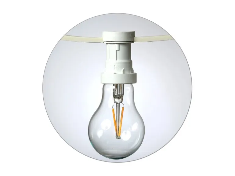 Satisfire Illu Partylichterkette 30m Weiß Außen Terrasse Biergarten 50 LED Filamentlampen