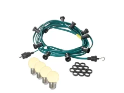 Satisfire Illu- Partylichterkette 5m Grün Biergarten 5xE27 LED Kugellampen Warmweiß