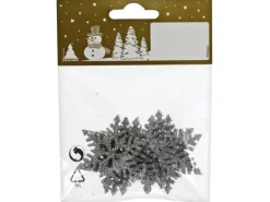 Schneeflocken aus Holz/Glitter 5 cm 6 Stück