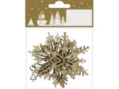 Schneeflockenhänger aus Holz 3 Arten 3 Stück