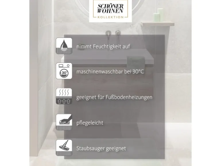 Schöner Wohnen Badmatte Bali 40 cm x 60 cm Silber