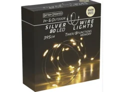 Silberdraht-Lichterkette 80 LEDs Warmweiß