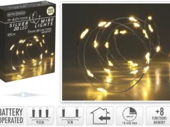 Silberdraht-Lichterkette 20 LEDs Warmweiß