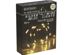 Silberdraht-Lichterkette 20 LEDs Warmweiß