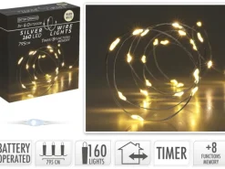 Silberdraht-Lichterkette 160 LEDs Warmweiß