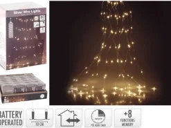 Silberdraht-Lichterkette Kaskade 80 LEDs Warmweiß