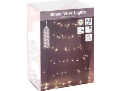 Silberdraht-Lichterkette Kaskade 80 LEDs Warmweiß
