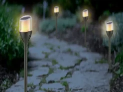 Solar LED Gartenspieß Flamme Schwarz Ø 7,5 cm x 64,5 cm