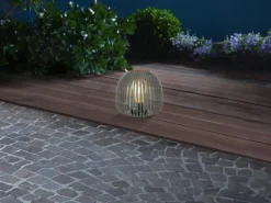 Solar-LED-Dekoleuchte Mereta Ø 20 cm x 18,5 cm Grau