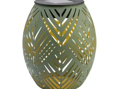 Solar-Tischleuchte Blatt-Muster LED Khaki Ø 12,5 cm x 15 cm