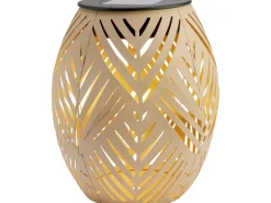 Solar-Tischleuchte Blatt-Muster LED Sand Ø 12,5 cm x 15 cm