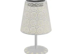 Solar-Tischleuchte Blumen-Muster LED Weiß Ø 12 cm x 20,5 cm