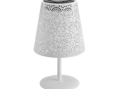 Solar-Tischleuchte Blumen-Muster LED Weiß Ø 12 cm x 20,5 cm