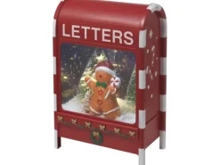 Spieluhr Briefkasten Lebkuchenmann mit LED-Beleuchtung 23 cm x 14,5 cm x 37 cm