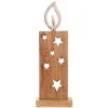 Stand-Kerze mit Metallflammen 13 cm x 36 cm Holz