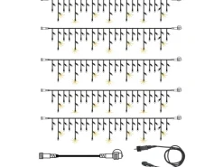 Star Trading SYSTEM 24 KOMPLETT SET 15m LED Lichtervorhang Eisregen Icicle Flash F Dachrinne