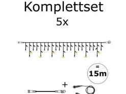 Star Trading SYSTEM 24 KOMPLETT SET 15m LED Lichtervorhang Eisregen Icicle Flash F Dachrinne