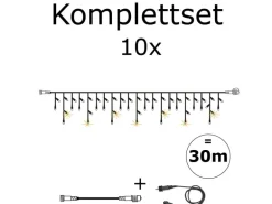 Star Trading SYSTEM 24 KOMPLETT SET 30m LED Lichtervorhang Eisregen Icicle Flash F Dachrinne