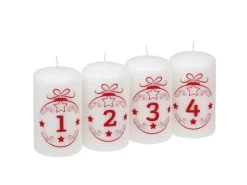 Steinhart Stumpenkerze Advent Balls 1 - 4 Weiß Ø 5,7 cm x 10 cm 4er Riegel