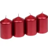 Steinhart Stumpenkerze Edelglanz Ø 4,7 cm x 7,5 cm 4er-Pack Rubin