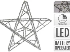 Stern 20 LEDs Silber mit Timerfunktion