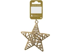 Stern Kunststoff mit Glitter Gold 10 cm