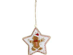 Stern mit Lebkuchenmann zum Hängen aus Holz mit Filz 10,5 cm