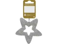 Stern zum Aufhängen Beglittert 8 cm Silber