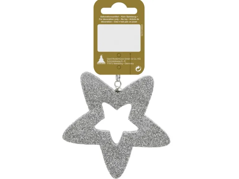 Stern zum Aufhängen Beglittert 8 cm Silber